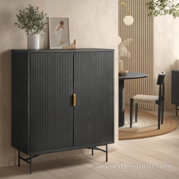 Aparador Cubo Belisa Negro 2 puertas (100x40x120)