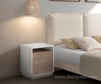 Mesita Fénix 2 Cajones Natural/Blanca (45x42x59)