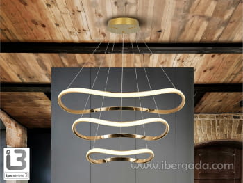 Lámpara Naos Oro Rosa 3L Dimable con Mando (80x80)