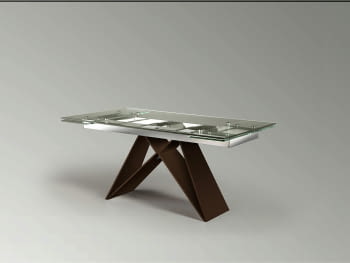 Mesa de Comedor Extensible Mika Marrón/Cristal