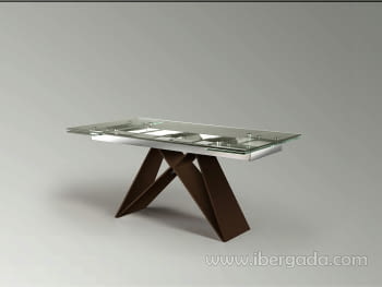 Mesa de Comedor Extensible Mika Marrón/Cristal