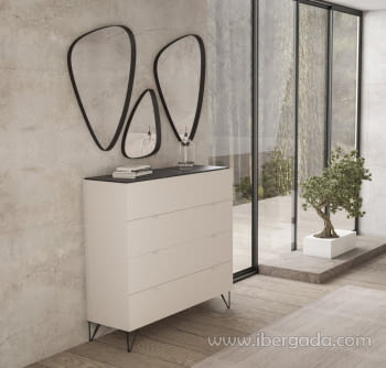 Cómoda Block Blanca/Negra 4 Cajones (120x40x118)