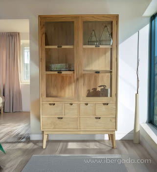 Vitrina Scandi 6 cajones 2 puertas (105x40x180)