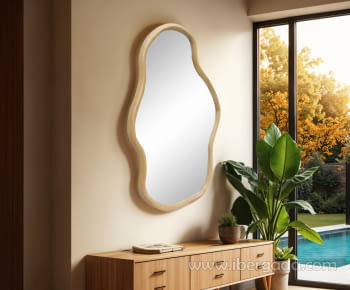 Espejo Madera Roble Forma Irregular (90x60)