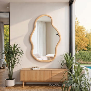 Espejo Madera Roble Forma Irregular (90x60)