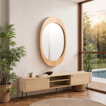 Espejo Madera Roble Ovalado (86x50)
