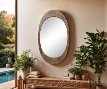 Espejo Madera Nogal Ovalado (86x50)