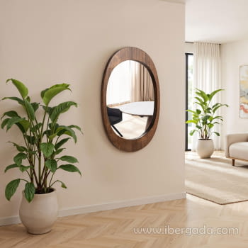 Espejo Madera Nogal Ovalado (86x50)