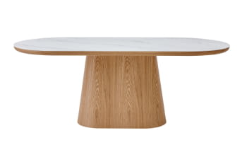 Mesa de Comedor Roble/Porcelánico Ovalada (200x90)