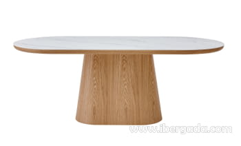 Mesa de Comedor Roble/Porcelánico Ovalada (200x90)