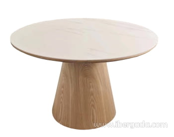 Mesa de Comedor Roble/Porcelánico Redonda (120x120)