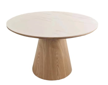 Mesa de Comedor Roble/Porcelánico Redonda (120x120)