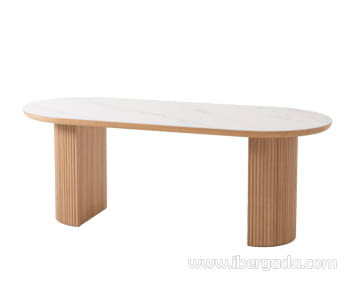 Mesa de Comedor Roble/Porcelánico Ovalada (200x90)