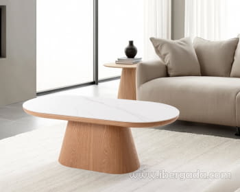 Mesa de Centro Roble/Porcelánico (120x60x45)