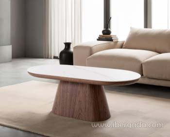 Mesa de Centro Nogal/Porcelánico (120x60x45)
