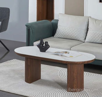 Mesa de Centro Nogal/Porcelánico (120x60x45)