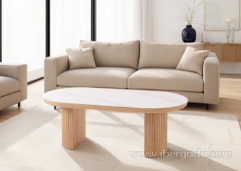 Mesa de Centro Roble/Porcelánico (120x60x45)