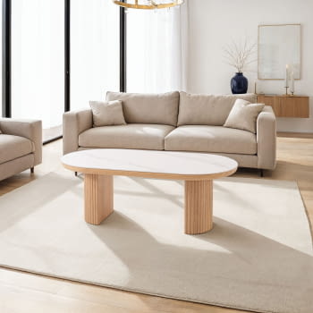 Mesa de Centro Roble/Porcelánico (120x60x45)