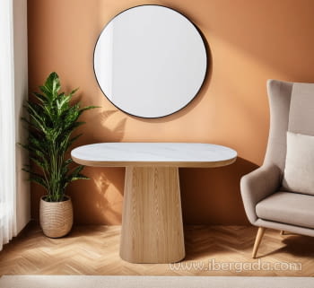 Consola Roble/Porcelánico (120x40x80)