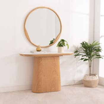 Consola Roble/Porcelánico (120x40x80)