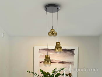 Lámpara Aledis 3L Negro/Dorado