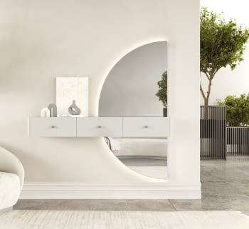 Consola colgada Nala con Espejo LED (120x35x150)