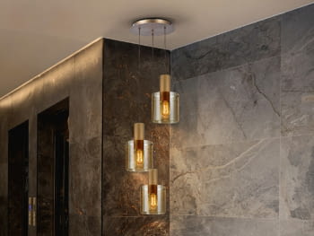 Lámpara Venize 3L Cobre/Ambar