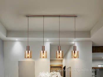Lámpara Venize 4L Cobre/Ambar