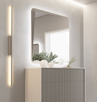 Espejo Cuadrado Lacado luz LED (100x100)