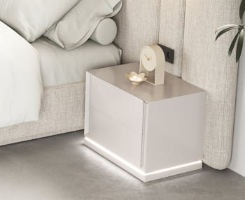 Mesita Love Blanca 2 Cajones luz LED (60x40x46)