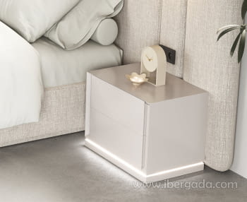 Mesita Love Blanca 2 Cajones luz LED (60x40x46)