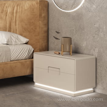 Mesita Luz Blanca 2 Cajones LED (60x40x46)