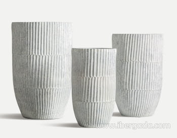 Juego de 3 Maceteros Cerámica Lume Gris