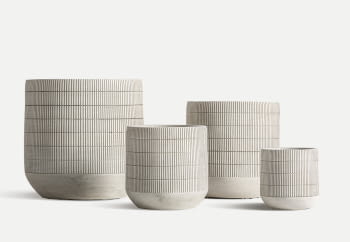 Juego de 4 Maceteros Cerámica Aris Gris