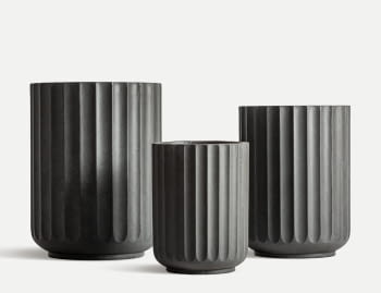 Juego de 3 Maceteros Cerámica Tavo Gris