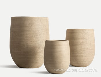 Juego de 3 Maceteros Cerámica Luma Beige
