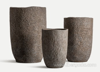 Juego de 3 Maceteros Cerámica Roka Gris