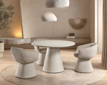 Mesa de Comedor Redonda Acabado Cemento (120x120)