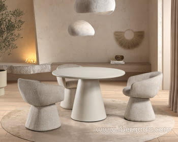 Mesa de Comedor Redonda Acabado Cemento (120x120)