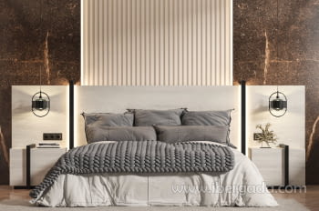 Pack Cabecero y 2 Mesitas B04a Melamina/Negro