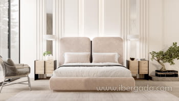 Pack Cabecero y 2 Mesitas B05 Melamina/Tapizado