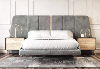 Pack Cabecero y 2 Mesitas B06 Melamina/Tapizado