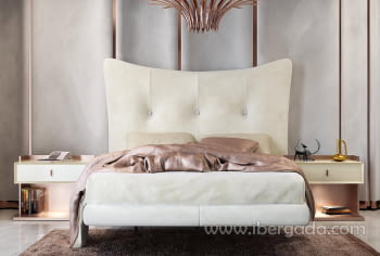 Pack Cabecero y 2 Mesitas B09 Blanco/Cobre