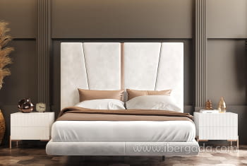 Pack Cabecero y 2 Mesitas B012 Tapizado/Blanco