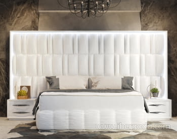 Pack Cabecero y 2 Mesitas BD14 Blanco/Cromo