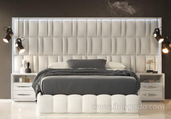 Pack Cabecero y 2 Mesitas BD15 Blanco/Cromo