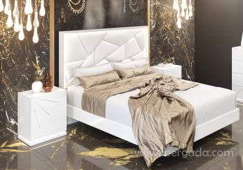 Pack Cabecero y 2 Mesitas BD16 Tapizado/Blanco