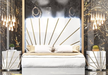 Pack Cabecero y 2 Mesitas BD17 Blanco/Oro