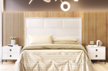 Pack Cabecero y 2 Mesitas EKO-08 Polipiel Blanco