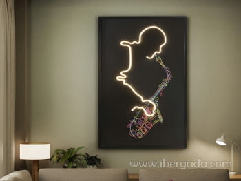 Cuadro Saxofon luz LED (80x120)